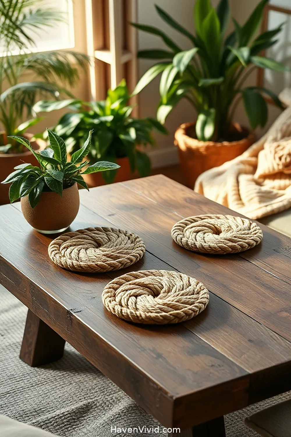 15 Eco-Friendly Living Room Decor Ideas Using Natural Fibers 15 Twisted Jute Coasters for Practical Charm for 15 Eco-Friendly Living Room Decor Ideas Using Natural Fibers