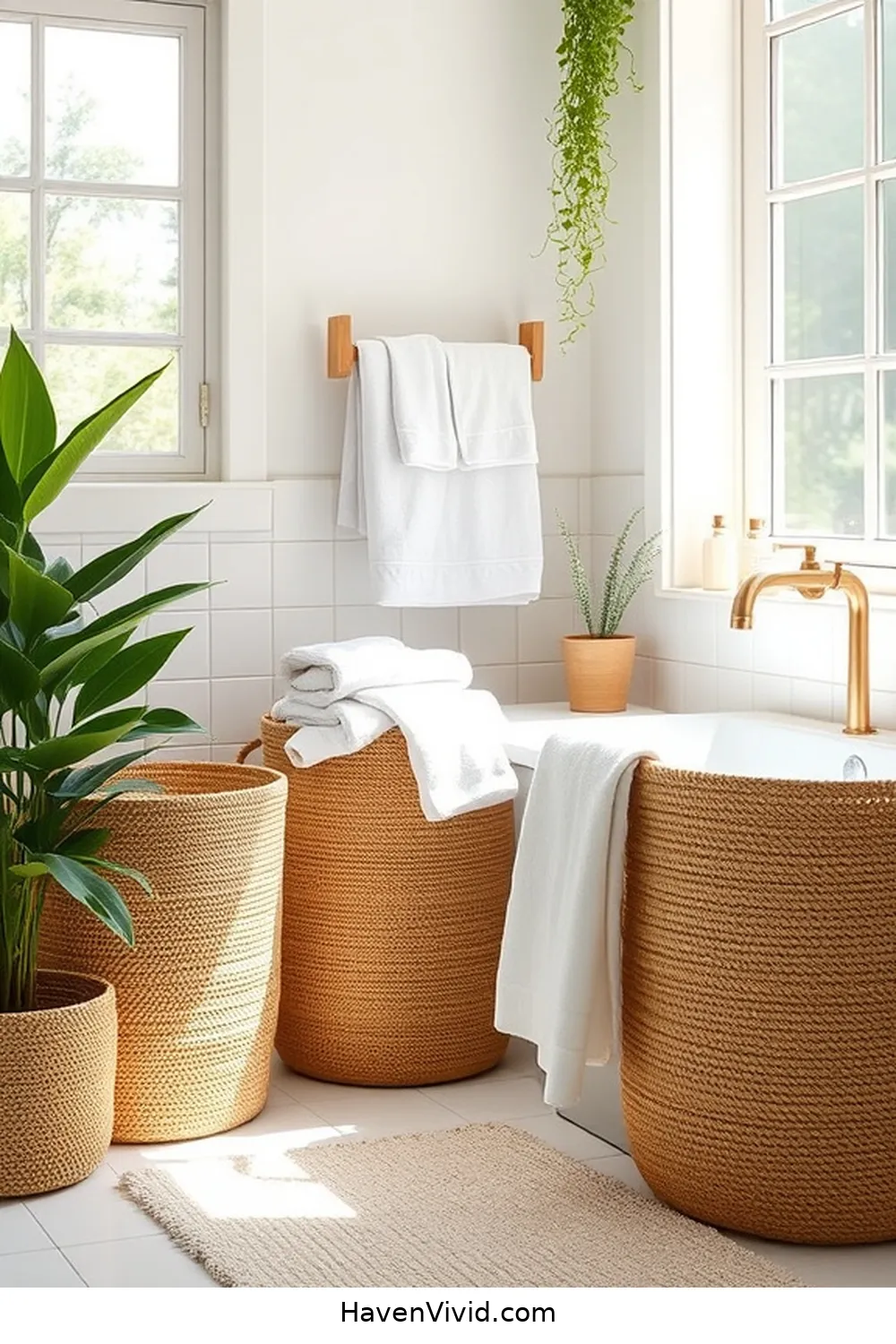 15 Family-Friendly Bathroom Essentials Using Natural Fibers 4 Jute Storage Baskets for 15 Family-Friendly Bathroom Essentials Using Natural Fibers