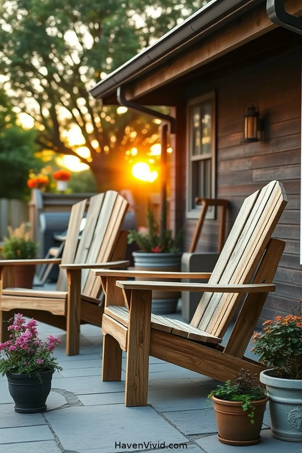 15 Inspiring Farmhouse Outdoor Patio Ideas Using Recycled Wood 6 DIY Adirondack Chairs From Salvaged Wood for 15 Inspiring Farmhouse Outdoor Patio Ideas Using Recycled Wood