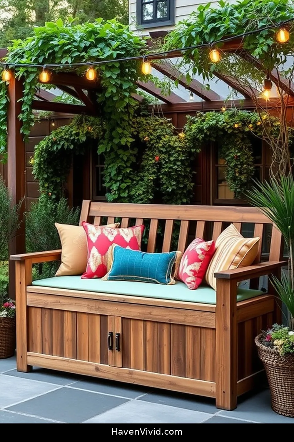 15 Inspiring Farmhouse Outdoor Patio Ideas Using Recycled Wood 8 Repurposed Wooden Storage Bench for 15 Inspiring Farmhouse Outdoor Patio Ideas Using Recycled Wood