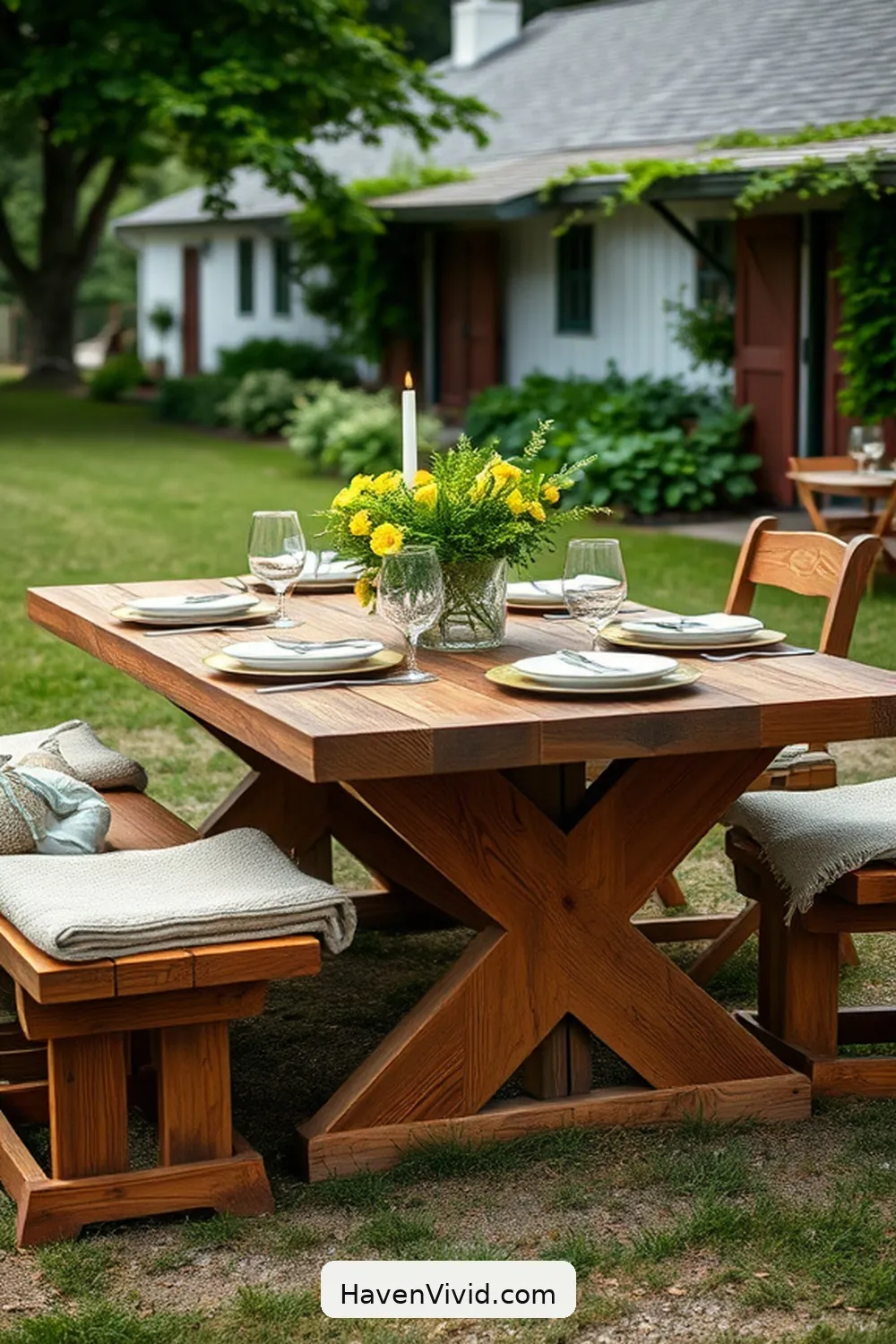 15 Inspiring Farmhouse Outdoor Patio Ideas Using Recycled Wood 2 Rustic Recycled Wood Dining Table for 15 Inspiring Farmhouse Outdoor Patio Ideas Using Recycled Wood
