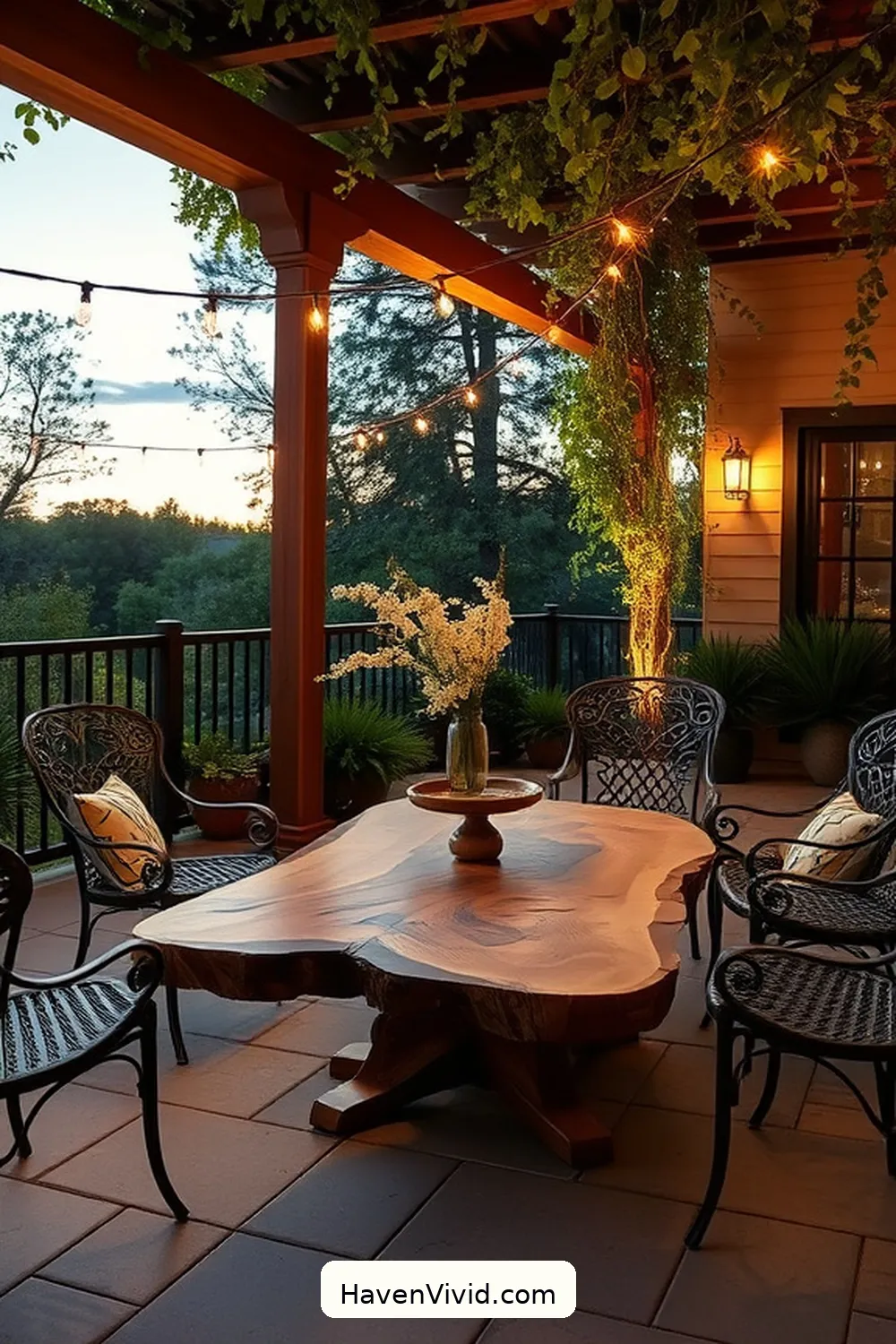 15 Inspiring Farmhouse Outdoor Patio Ideas Using Recycled Wood 7 Wood Slab Coffee Table for 15 Inspiring Farmhouse Outdoor Patio Ideas Using Recycled Wood