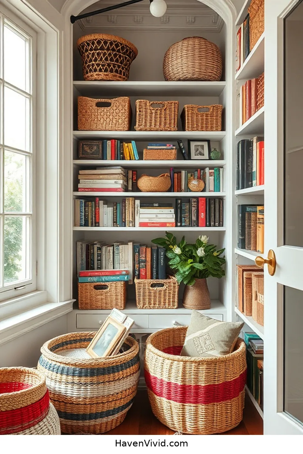 15 Inspiring Ways to Create Artistic Library Spaces Using Natural Fibers 12 Handwoven Baskets for Organizing for 15 Inspiring Ways to Create Artistic Library Spaces Using Natural Fibers