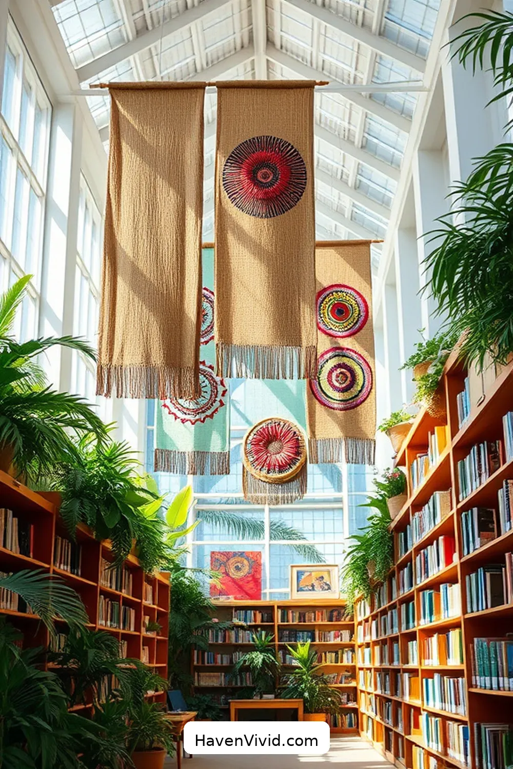 15 Inspiring Ways to Create Artistic Library Spaces Using Natural Fibers 6 Jute Banners for Community Announcements for 15 Inspiring Ways to Create Artistic Library Spaces Using Natural Fibers