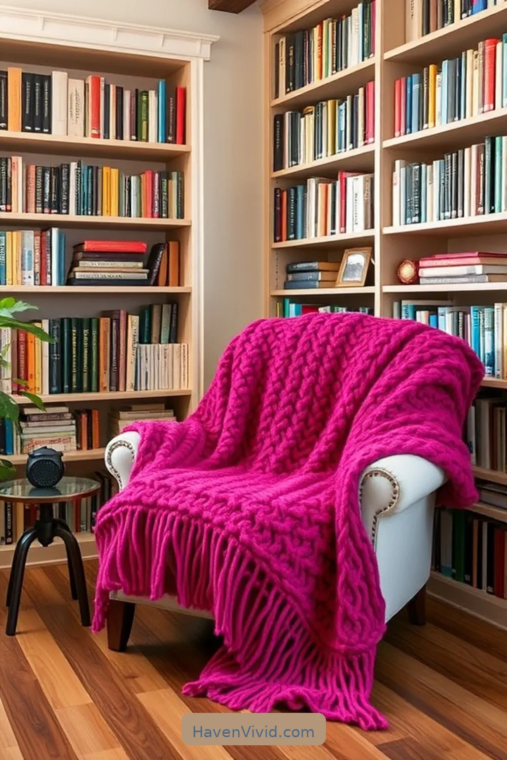 15 Inspiring Ways to Create Artistic Library Spaces Using Natural Fibers 13 Knitted Throw Blankets for Comfort for 15 Inspiring Ways to Create Artistic Library Spaces Using Natural Fibers