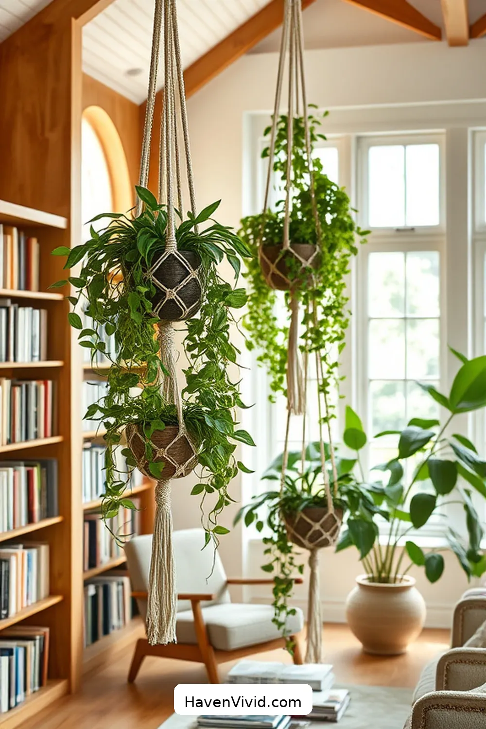 15 Inspiring Ways to Create Artistic Library Spaces Using Natural Fibers 5 MacramΓ© Plant Hangers for a Touch of Green for 15 Inspiring Ways to Create Artistic Library Spaces Using Natural Fibers
