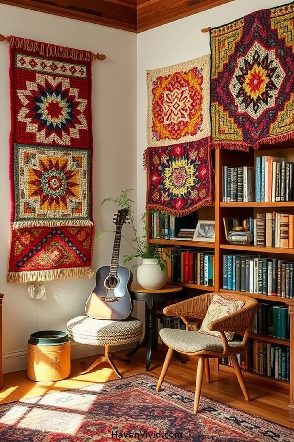15 Inspiring Ways to Create Artistic Library Spaces Using Natural Fibers 4 Wool Wall Hangings for Acoustic Benefits for 15 Inspiring Ways to Create Artistic Library Spaces Using Natural Fibers
