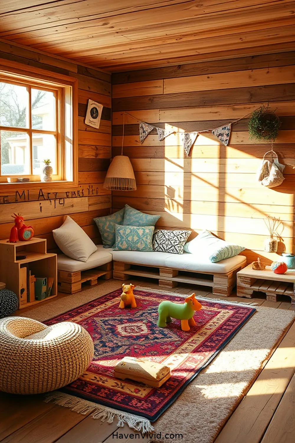 15 Tips for Family-Friendly Living in the Garage Using Recycled Wood 2 Design a Cozy Play Area With Recycled Pallets for 15 Tips for Family-Friendly Living in the Garage Using Recycled Wood