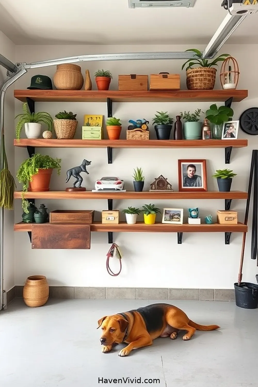 15 Tips for Family-Friendly Living in the Garage Using Recycled Wood 15 Make Use of Vertical Space With Floating Shelves for 15 Tips for Family-Friendly Living in the Garage Using Recycled Wood