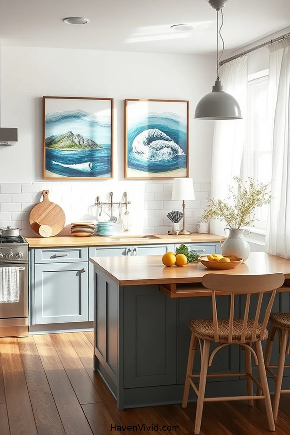 15 Ways to Achieve Coastal Living in Your Kitchen Using Organic Cotton 7 Display Organic Cotton Wall Art Featuring Coastal Themes for 15 Ways to Achieve Coastal Living in Your Kitchen Using Organic Cotton
