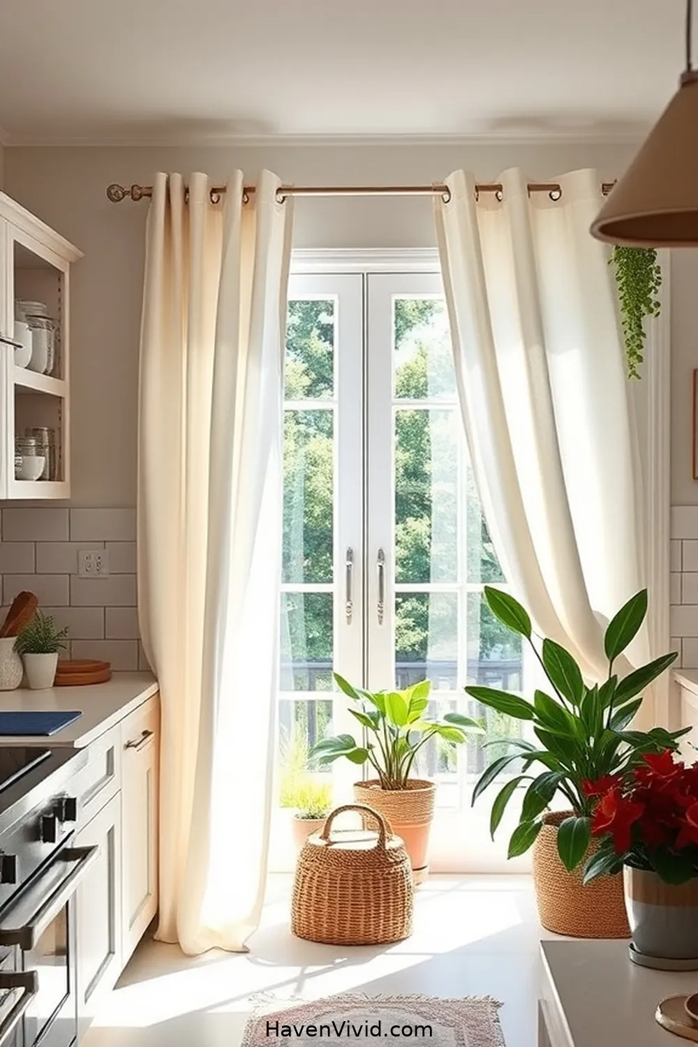 15 Ways to Achieve Coastal Living in Your Kitchen Using Organic Cotton 2 Use Organic Cotton Curtains for a Light and Breezy Feel for 15 Ways to Achieve Coastal Living in Your Kitchen Using Organic Cotton