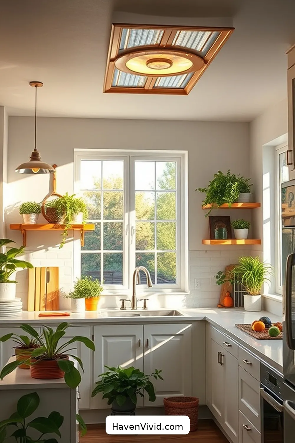 15 Ways to Brighten Your Family Kitchen With Solar-Powered Lights for Friendly Living 8 Install Solar-Powered Ceiling Fixtures for General Lighting for 15 Ways to Brighten Your Family Kitchen With Solar-Powered Lights for Friendly Living