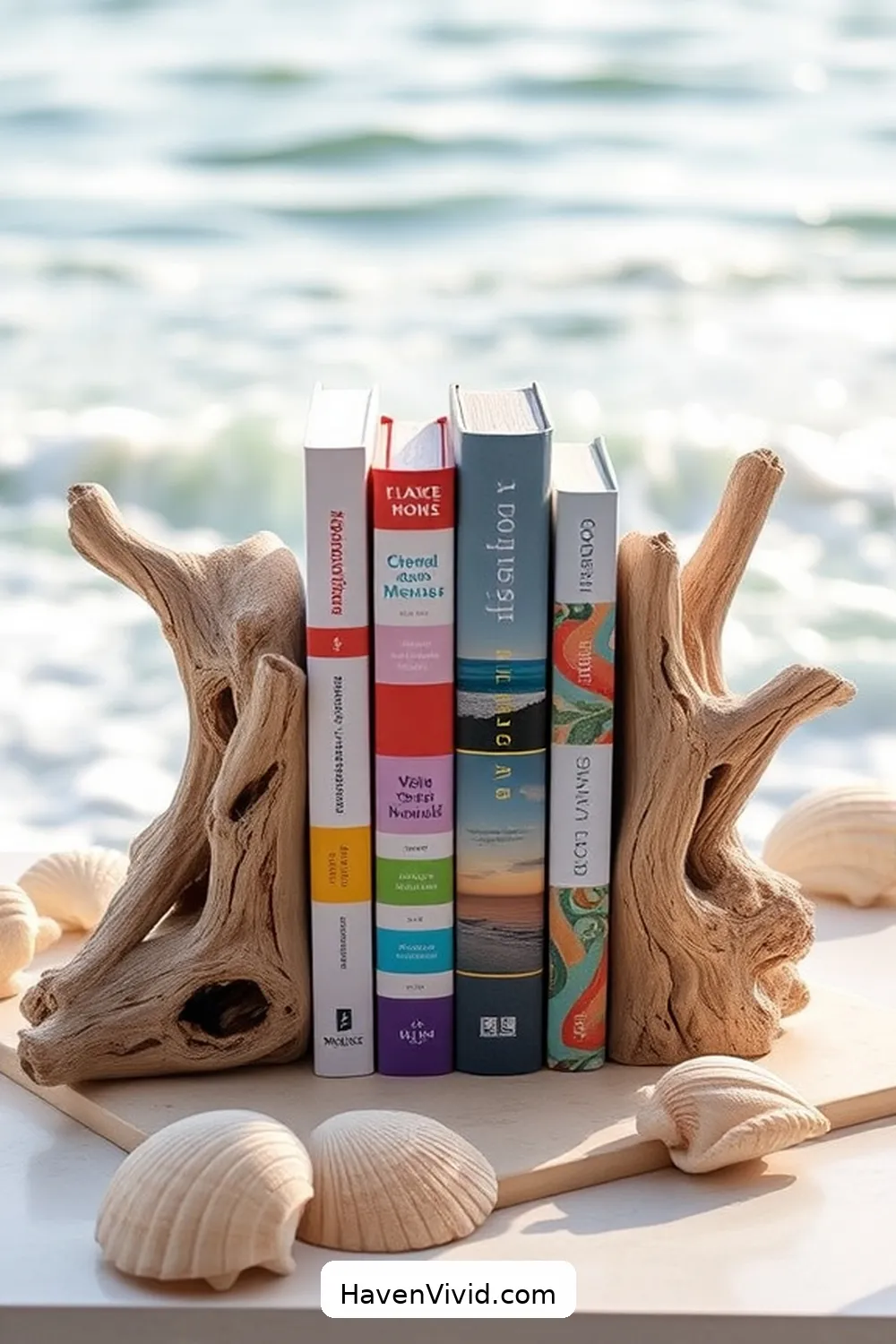 15 Ways to Create a Coastal Living Library Using Reclaimed Materials 4 Driftwood Bookends for 15 Ways to Create a Coastal Living Library Using Reclaimed Materials