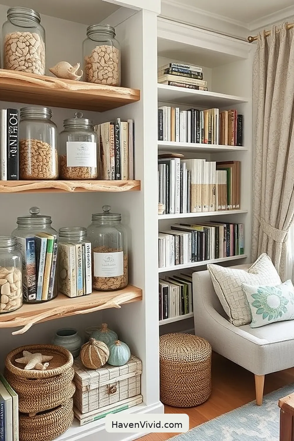 15 Ways to Create a Coastal Living Library Using Reclaimed Materials 6 Repurposed Glass Jars for Coastal Accents for 15 Ways to Create a Coastal Living Library Using Reclaimed Materials