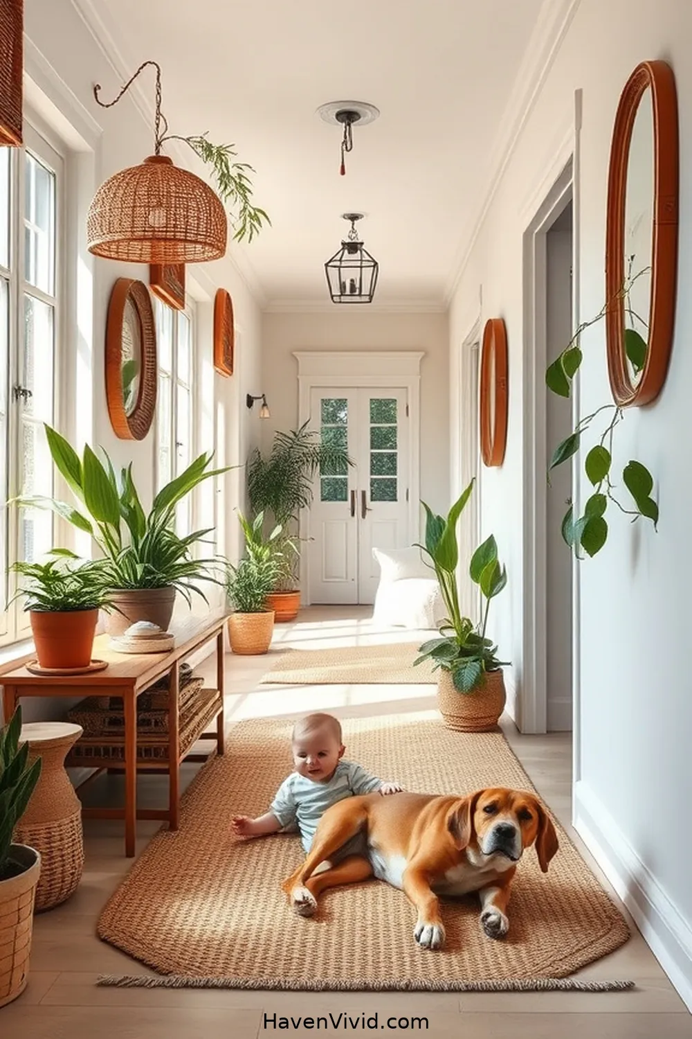 15 Ways to Create a Family-Friendly Hallway Using Natural Fibers 10 Decorate With Rattan Accents for a Bohemian Vibe for 15 Ways to Create a Family-Friendly Hallway Using Natural Fibers