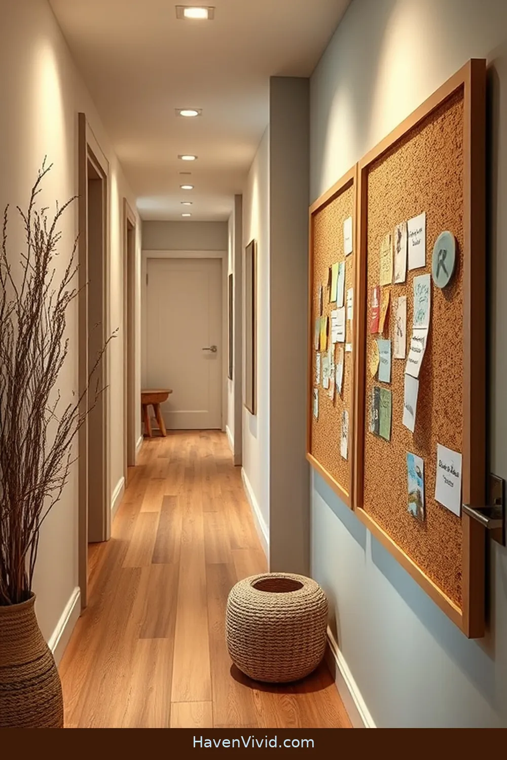 15 Ways to Create a Family-Friendly Hallway Using Natural Fibers 12 Utilize Cork Boards Wrapped in Fabric for Notes and Reminders for 15 Ways to Create a Family-Friendly Hallway Using Natural Fibers