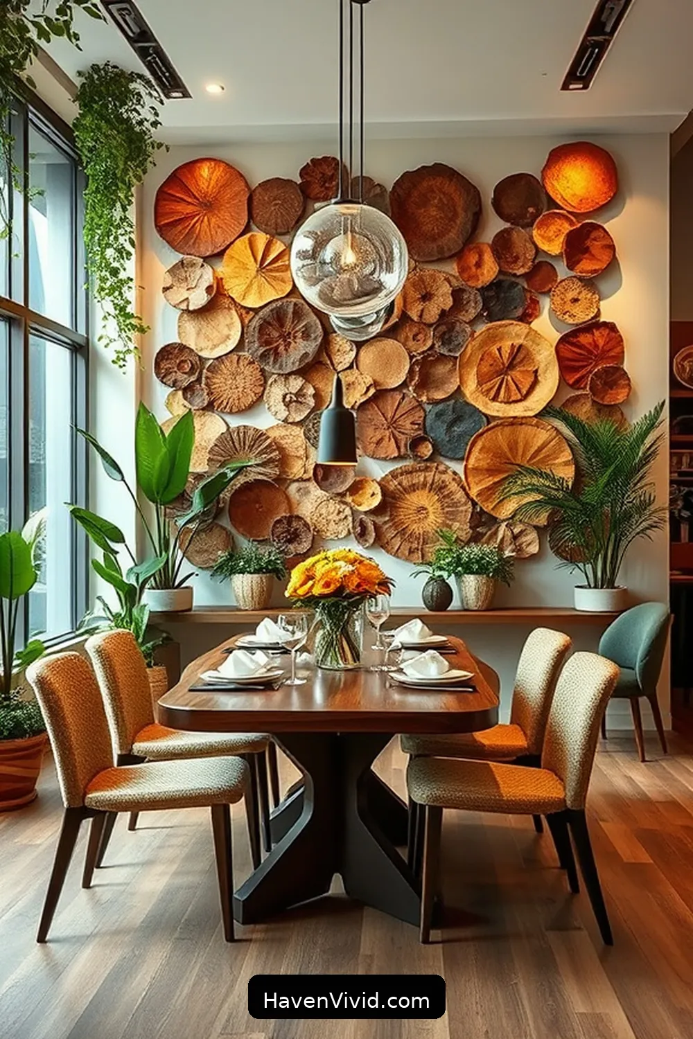 Recycled Wood Wall Art for 15 Ways to Create an Eco Friendly Dining Room Using Recycled Wood