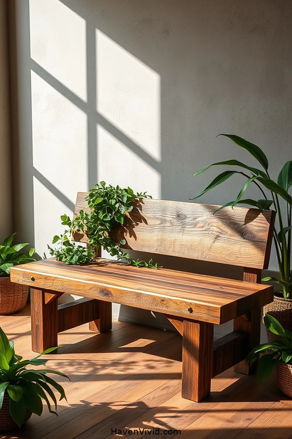 Rustic Wooden Bench for 15 Ways to Create an Eco Friendly Dining Room Using Recycled Wood