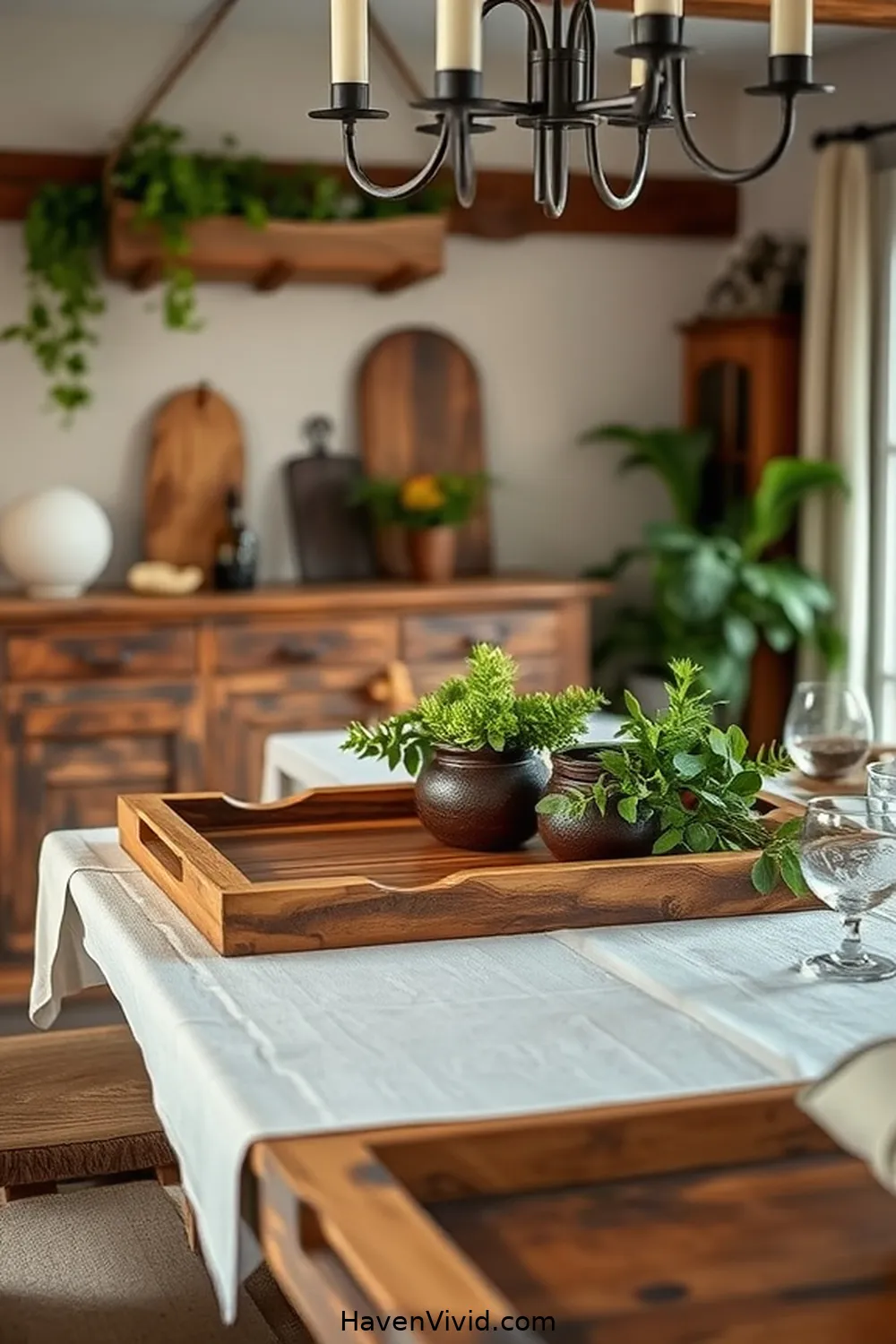Vintage Wooden Serving Trays for 15 Ways to Create an Eco Friendly Dining Room Using Recycled Wood