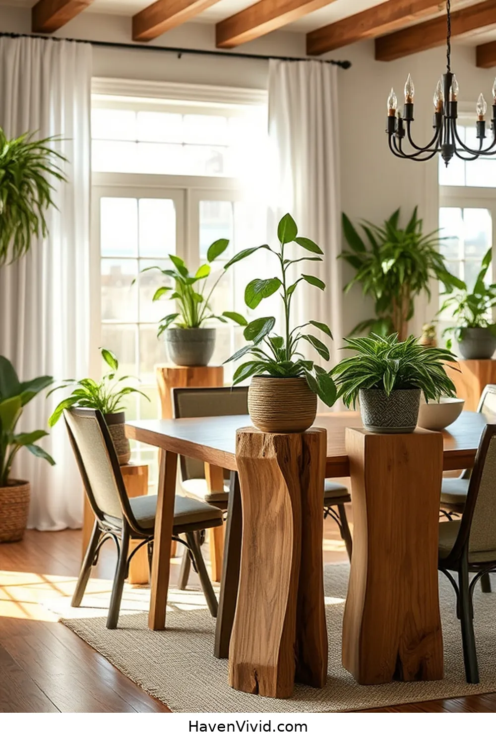 Wooden Plant Stands and Decor for 15 Ways to Create an Eco Friendly Dining Room Using Recycled Wood