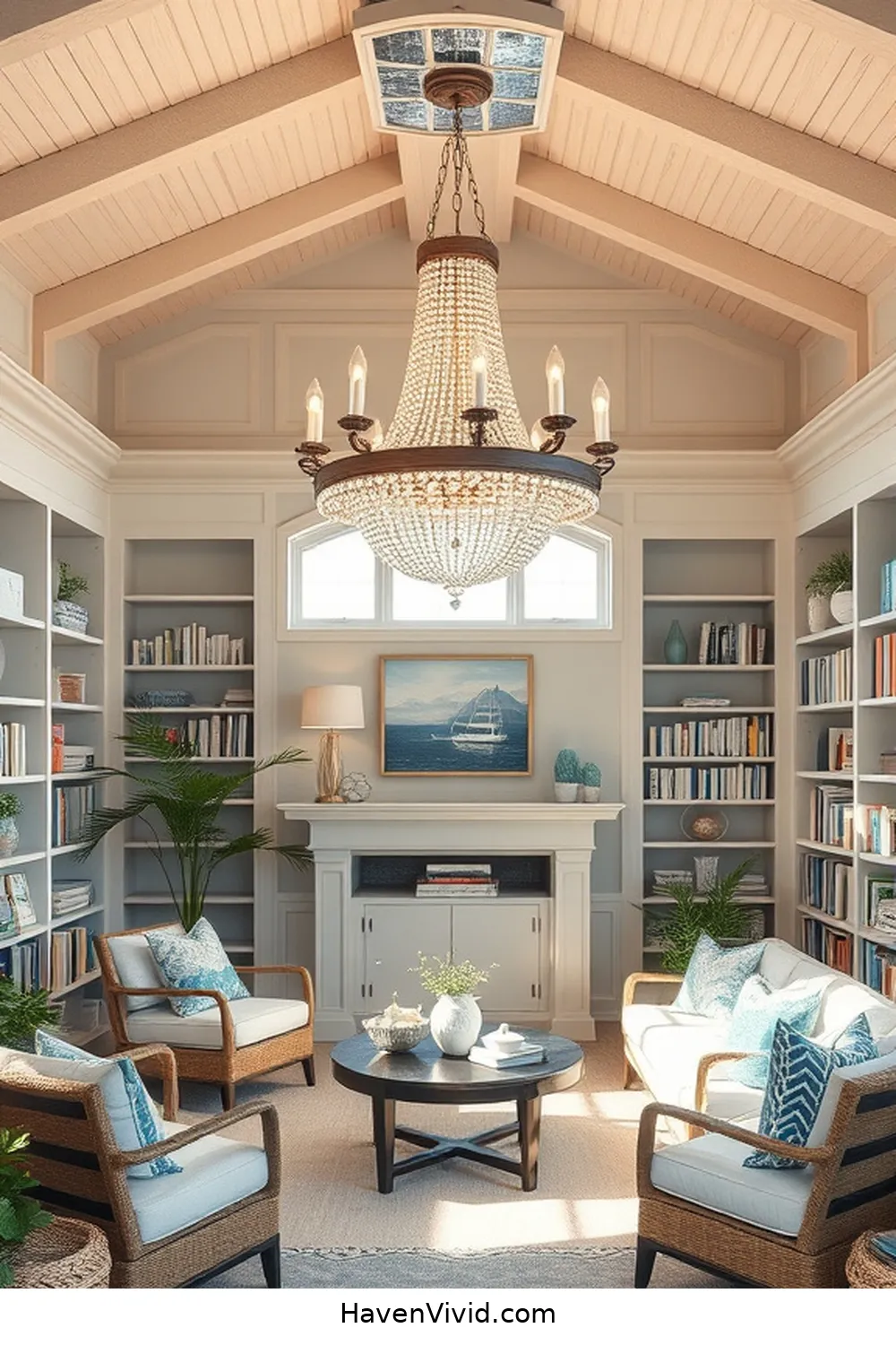 15 Ways to Embrace Coastal Living in Your Library Using Solar-Powered Lights 9 Add a Solar-Powered Chandelier for Elegance for 15 Ways to Embrace Coastal Living in Your Library Using Solar-Powered Lights