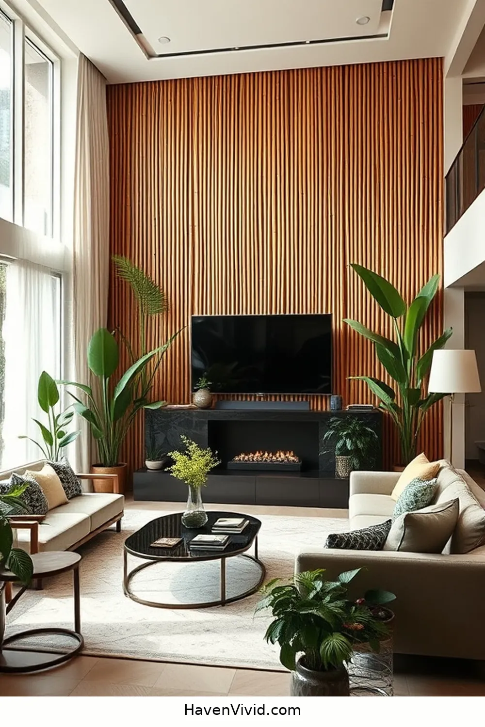 15 Ways to Embrace Eco-Friendly Living Room Design Using Bamboo 10 Create a Bamboo Accent Wall for a Focal Point for 15 Ways to Embrace Eco-Friendly Living Room Design Using Bamboo