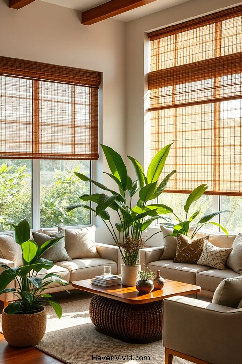 15 Ways to Embrace Eco-Friendly Living Room Design Using Bamboo 13 Install Bamboo Blinds for Energy Efficiency for 15 Ways to Embrace Eco-Friendly Living Room Design Using Bamboo