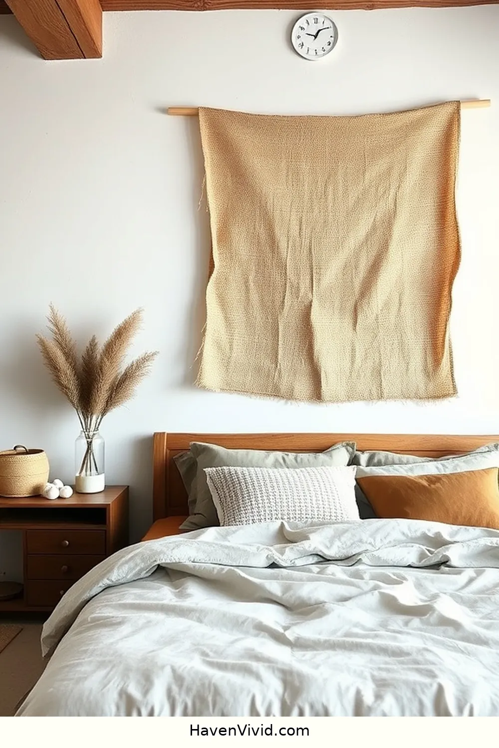 15 Ways to Embrace Farmhouse Living in the Bedroom Using Organic Cotton 8 Create DIY Wall Art With Organic Cotton Fabric for 15 Ways to Embrace Farmhouse Living in the Bedroom Using Organic Cotton