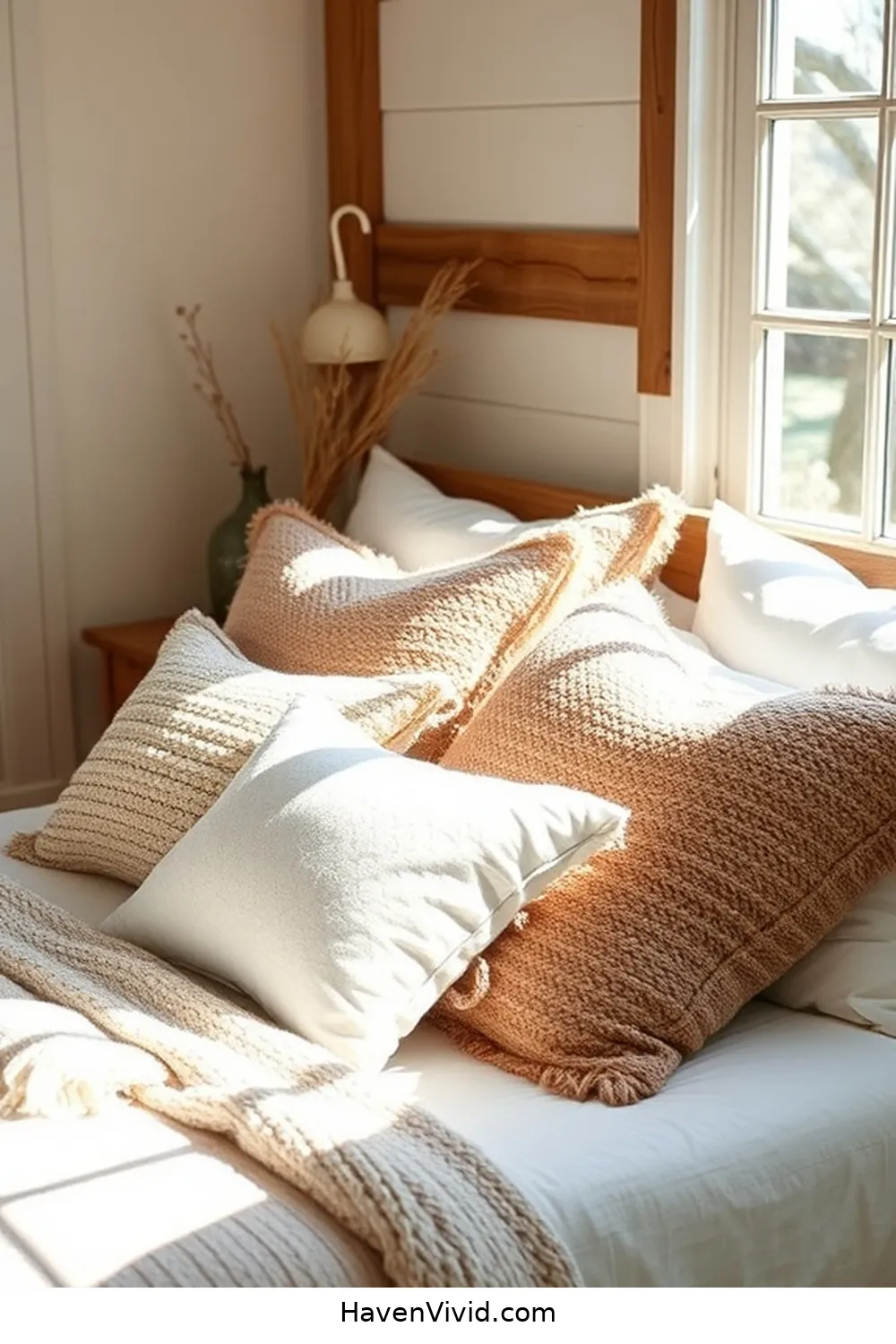 15 Ways to Embrace Farmhouse Living in the Bedroom Using Organic Cotton 3 Incorporate Organic Cotton Throw Pillows for Added Comfort for 15 Ways to Embrace Farmhouse Living in the Bedroom Using Organic Cotton