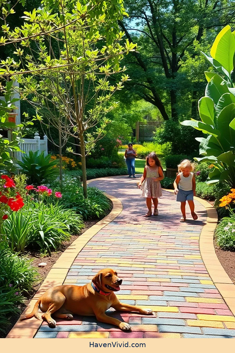 16 Creative Family-Friendly Outdoor Patio Ideas Using Reclaimed Materials 11 Colorful Painted Brick Pathway for 16 Creative Family-Friendly Outdoor Patio Ideas Using Reclaimed Materials