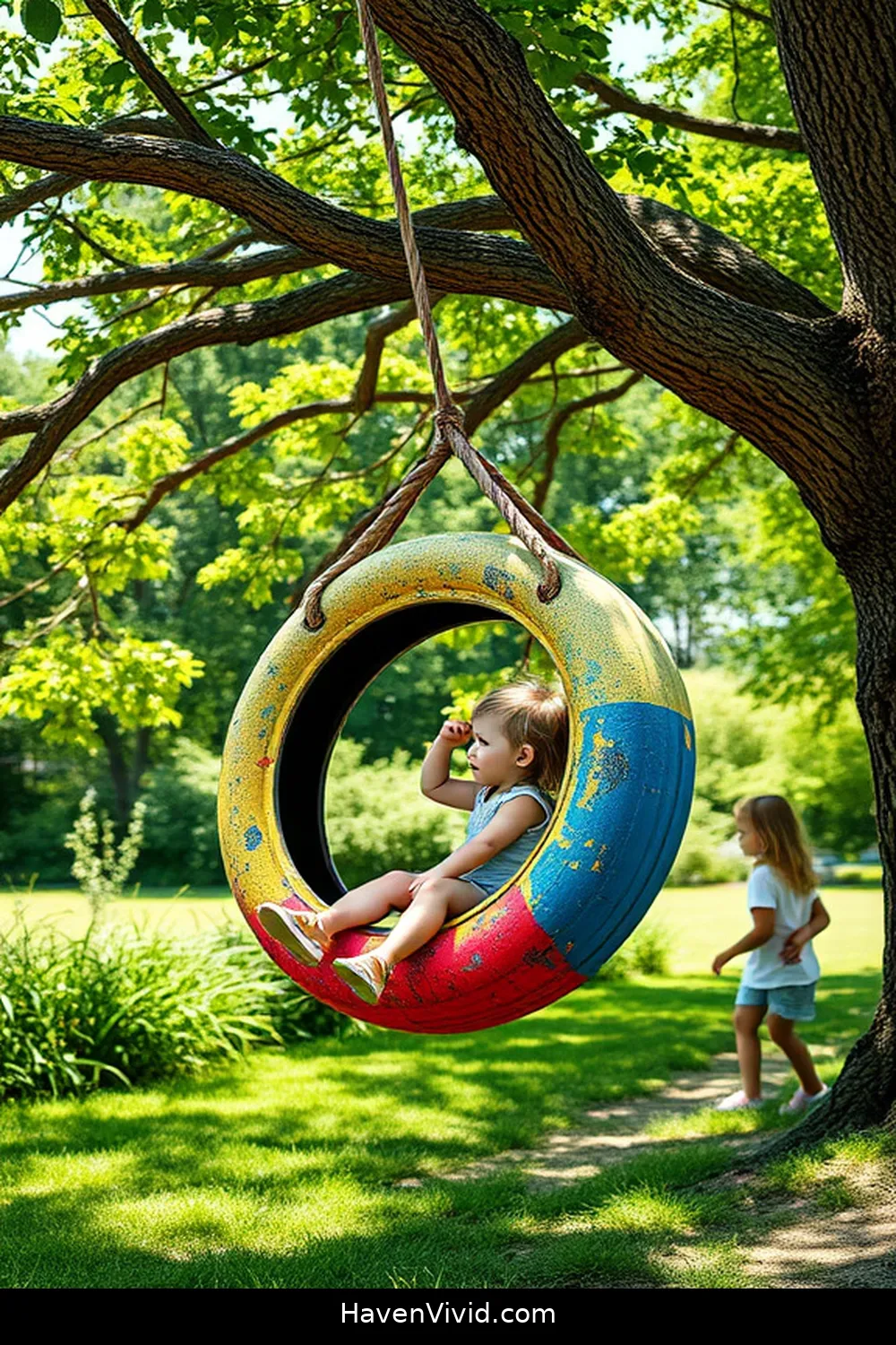 16 Creative Family-Friendly Outdoor Patio Ideas Using Reclaimed Materials 7 Recycled Tire Swing for 16 Creative Family-Friendly Outdoor Patio Ideas Using Reclaimed Materials