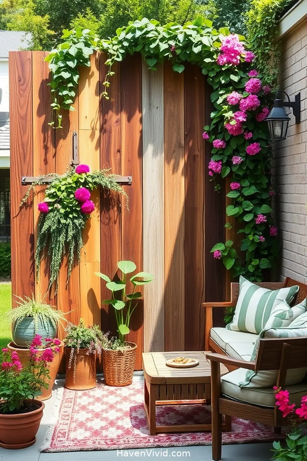 16 Creative Family-Friendly Outdoor Patio Ideas Using Reclaimed Materials 14 Rustic Wooden Privacy Screens for 16 Creative Family-Friendly Outdoor Patio Ideas Using Reclaimed Materials