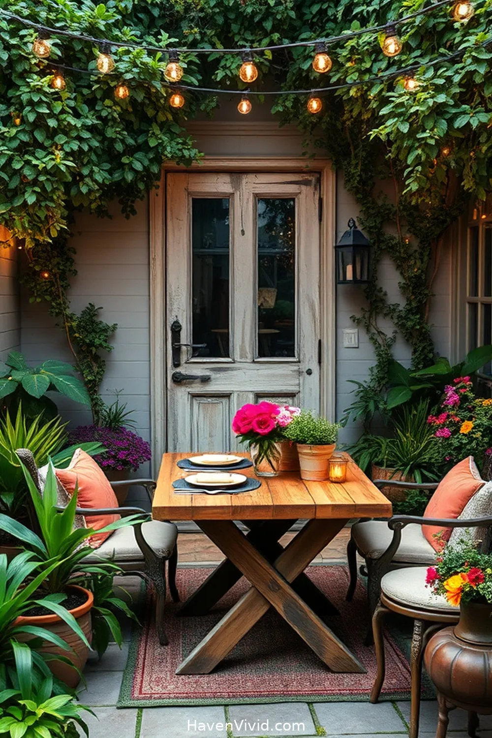 16 Creative Family-Friendly Outdoor Patio Ideas Using Reclaimed Materials 5 Vintage Door Table for 16 Creative Family-Friendly Outdoor Patio Ideas Using Reclaimed Materials