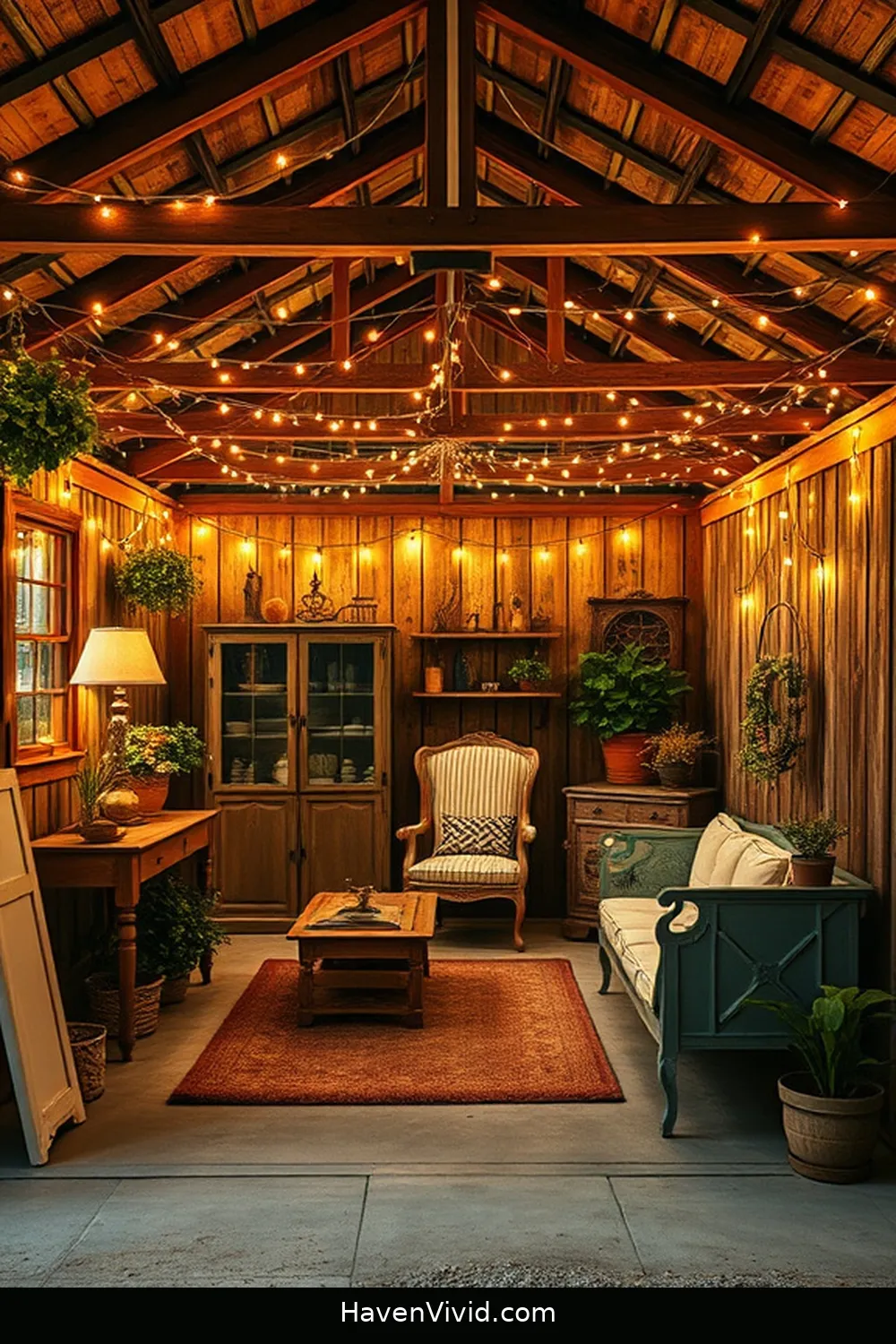 16 Creative Ideas for Farmhouse Living in Your Garage Using Solar-Powered Lights 9 Add Solar-Powered Fairy Lights for a Touch of Whimsy for 16 Creative Ideas for Farmhouse Living in Your Garage Using Solar-Powered Lights