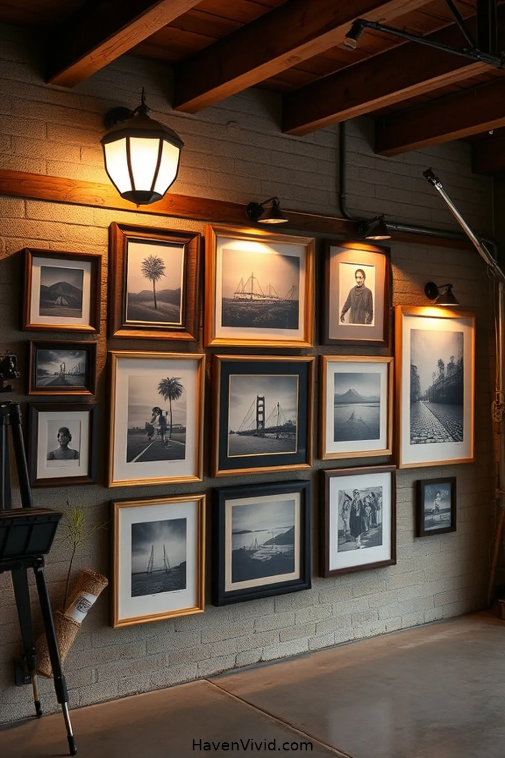 16 Creative Ideas for Farmhouse Living in Your Garage Using Solar-Powered Lights 11 Create a Gallery Wall With Solar Picture Lights for 16 Creative Ideas for Farmhouse Living in Your Garage Using Solar-Powered Lights