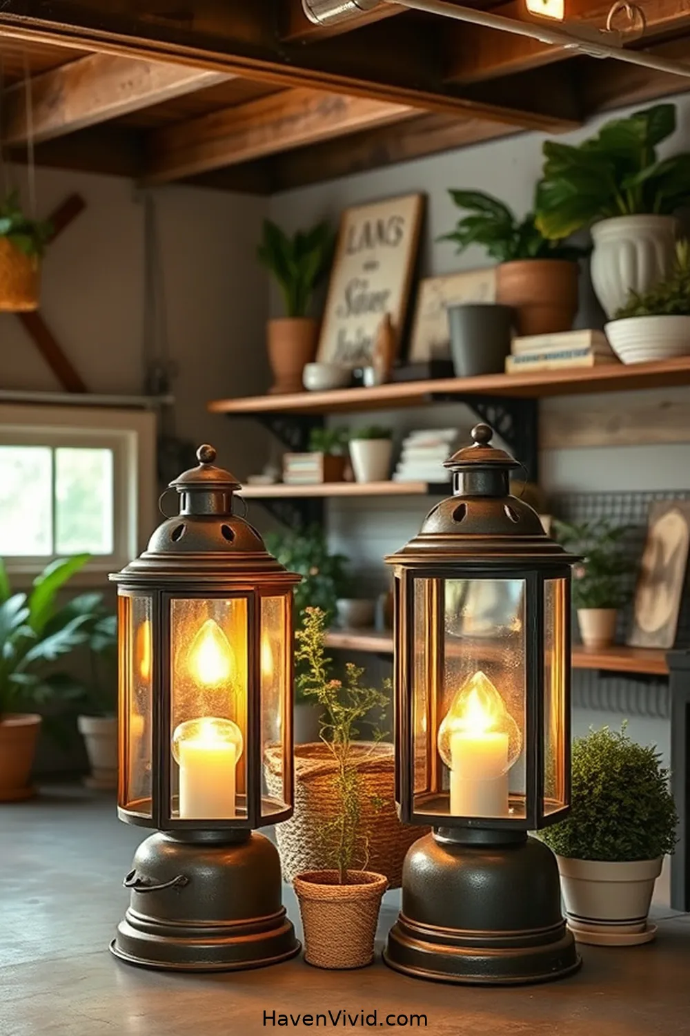 16 Creative Ideas for Farmhouse Living in Your Garage Using Solar-Powered Lights 2 Embrace Vintage Lanterns for Ambient Lighting for 16 Creative Ideas for Farmhouse Living in Your Garage Using Solar-Powered Lights
