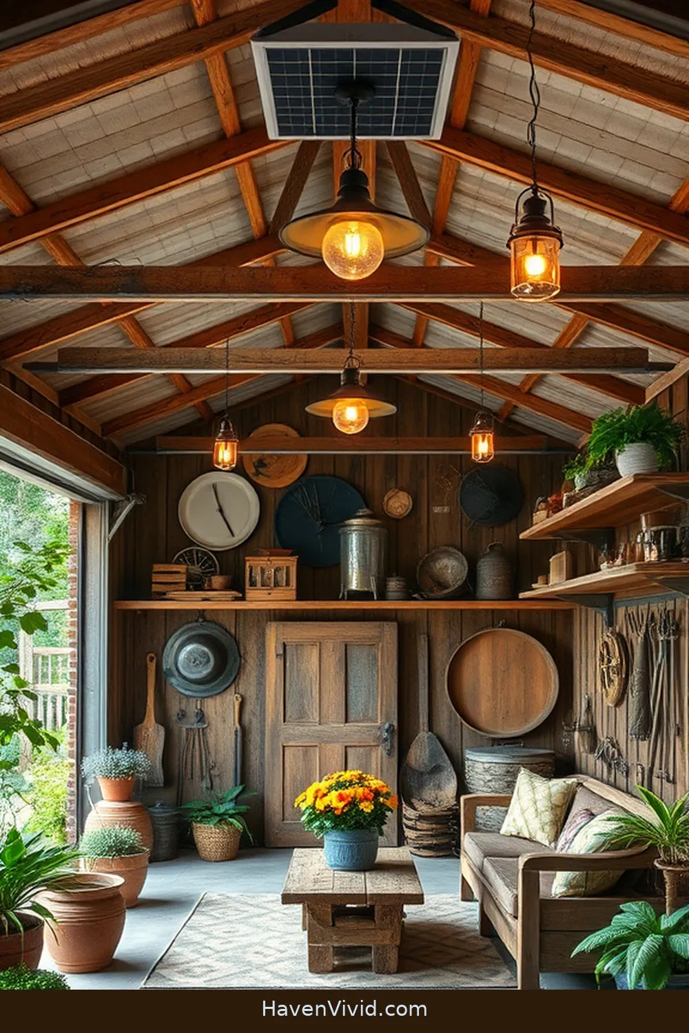 16 Creative Ideas for Farmhouse Living in Your Garage Using Solar-Powered Lights 14 Install Solar-Powered Ceiling Fixtures for Overhead Light for 16 Creative Ideas for Farmhouse Living in Your Garage Using Solar-Powered Lights