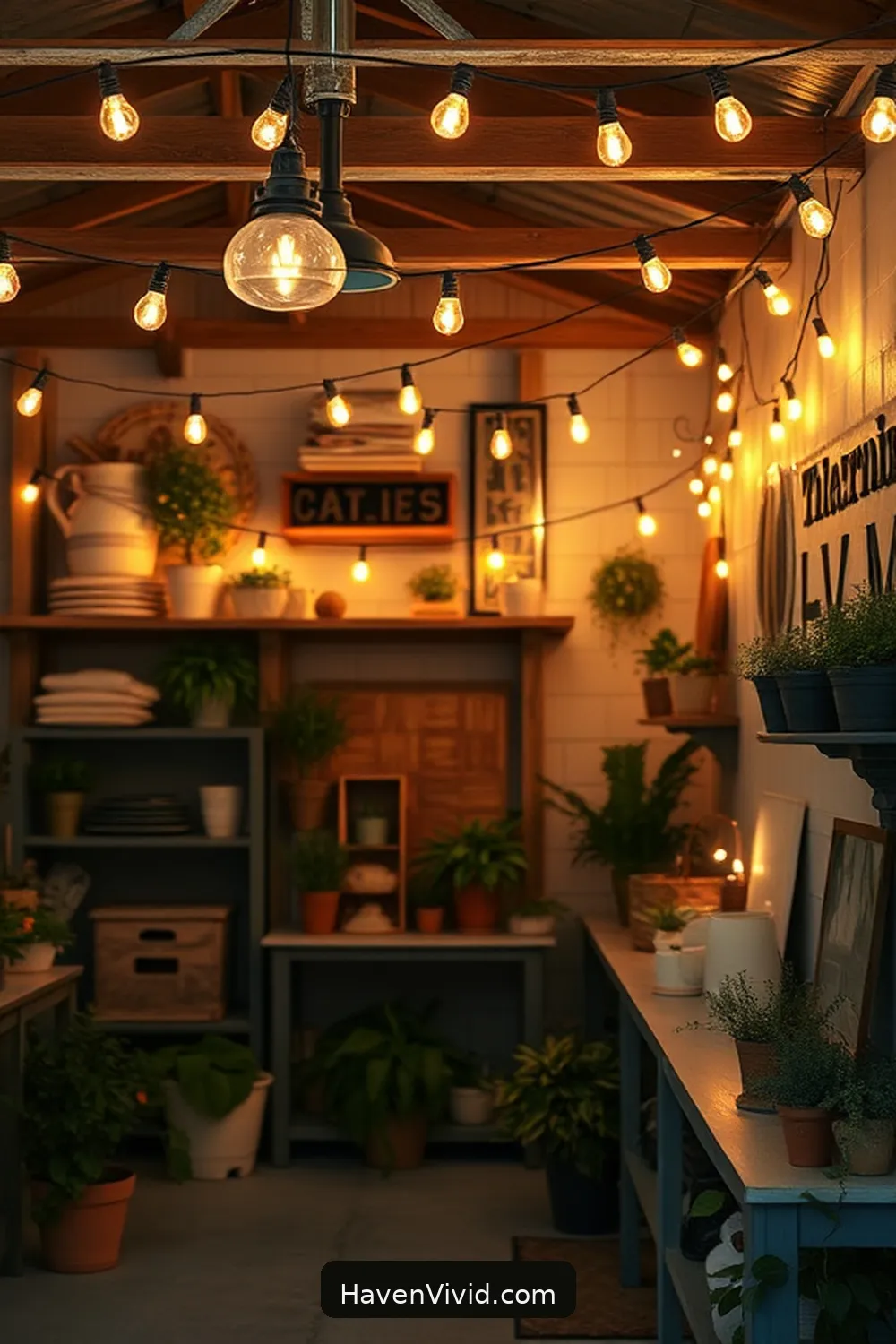 16 Creative Ideas for Farmhouse Living in Your Garage Using Solar-Powered Lights 3 Install Solar String Lights for a Cozy Atmosphere for 16 Creative Ideas for Farmhouse Living in Your Garage Using Solar-Powered Lights