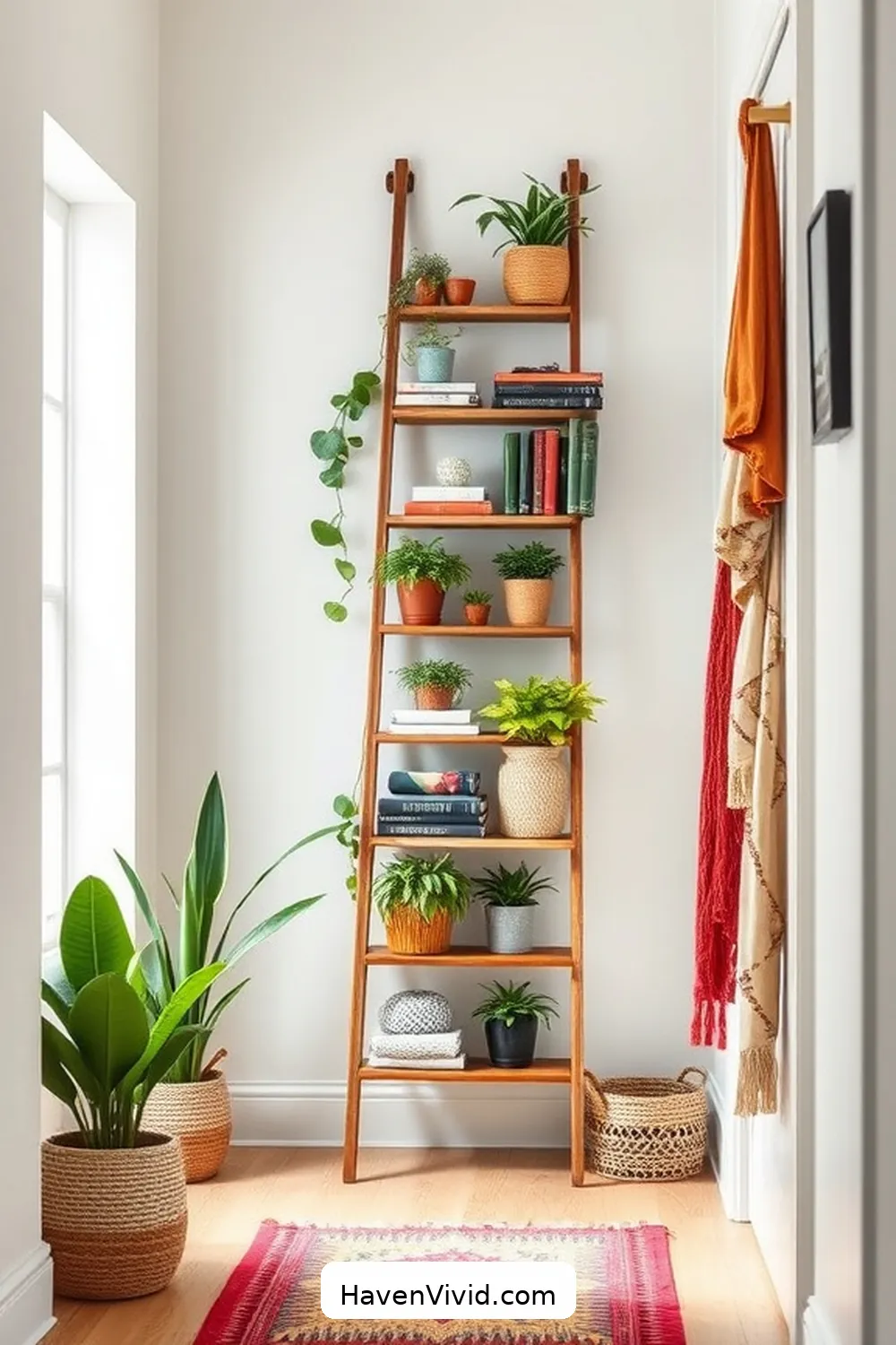 16 Creative Ways for Eco-Friendly Living in Your Hallway Using Recycled Wood 12 Vintage Ladder Display for 16 Creative Ways for Eco-Friendly Living in Your Hallway Using Recycled Wood