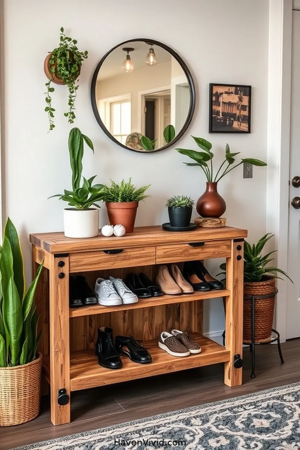 16 Creative Ways for Urban Living Entryways Using Recycled Wood 3 Rustic Shoe Rack for 16 Creative Ways for Urban Living Entryways Using Recycled Wood