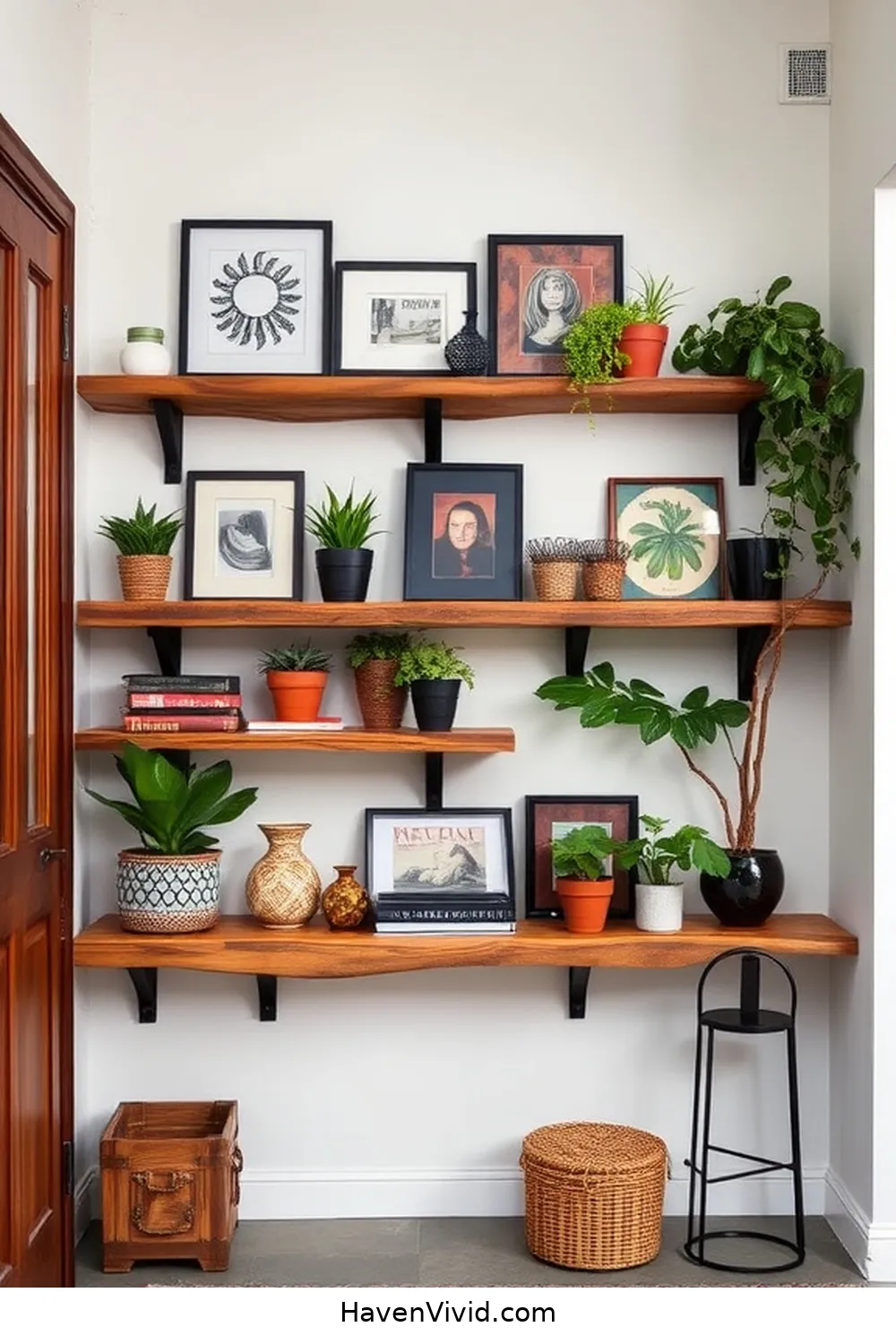 16 Creative Ways for Urban Living Entryways Using Recycled Wood 8 Statement Wall Shelves for 16 Creative Ways for Urban Living Entryways Using Recycled Wood