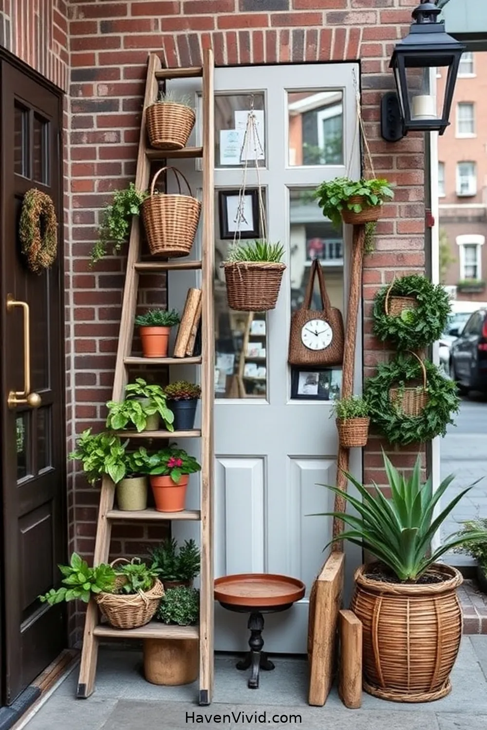 16 Creative Ways for Urban Living Entryways Using Recycled Wood 15 Vintage Ladder Display for 16 Creative Ways for Urban Living Entryways Using Recycled Wood
