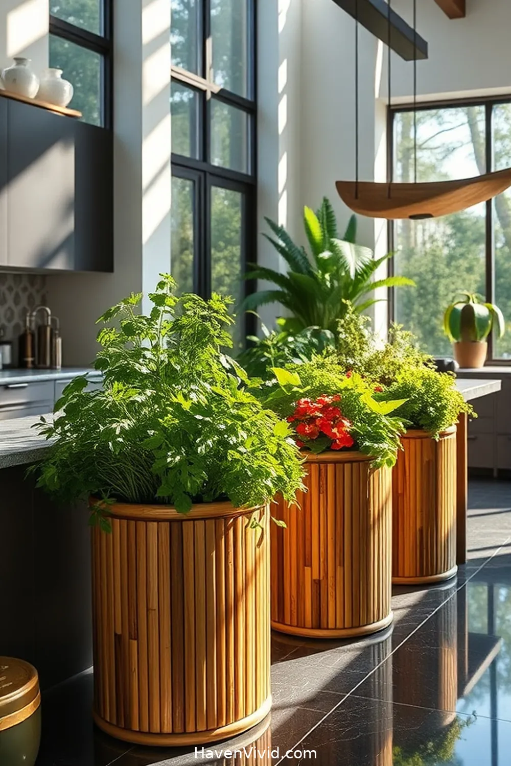 16 Creative Ways to Use Bamboo in Artistic Kitchen Spaces 12 Bamboo Planters for 16 Creative Ways to Use Bamboo in Artistic Kitchen Spaces