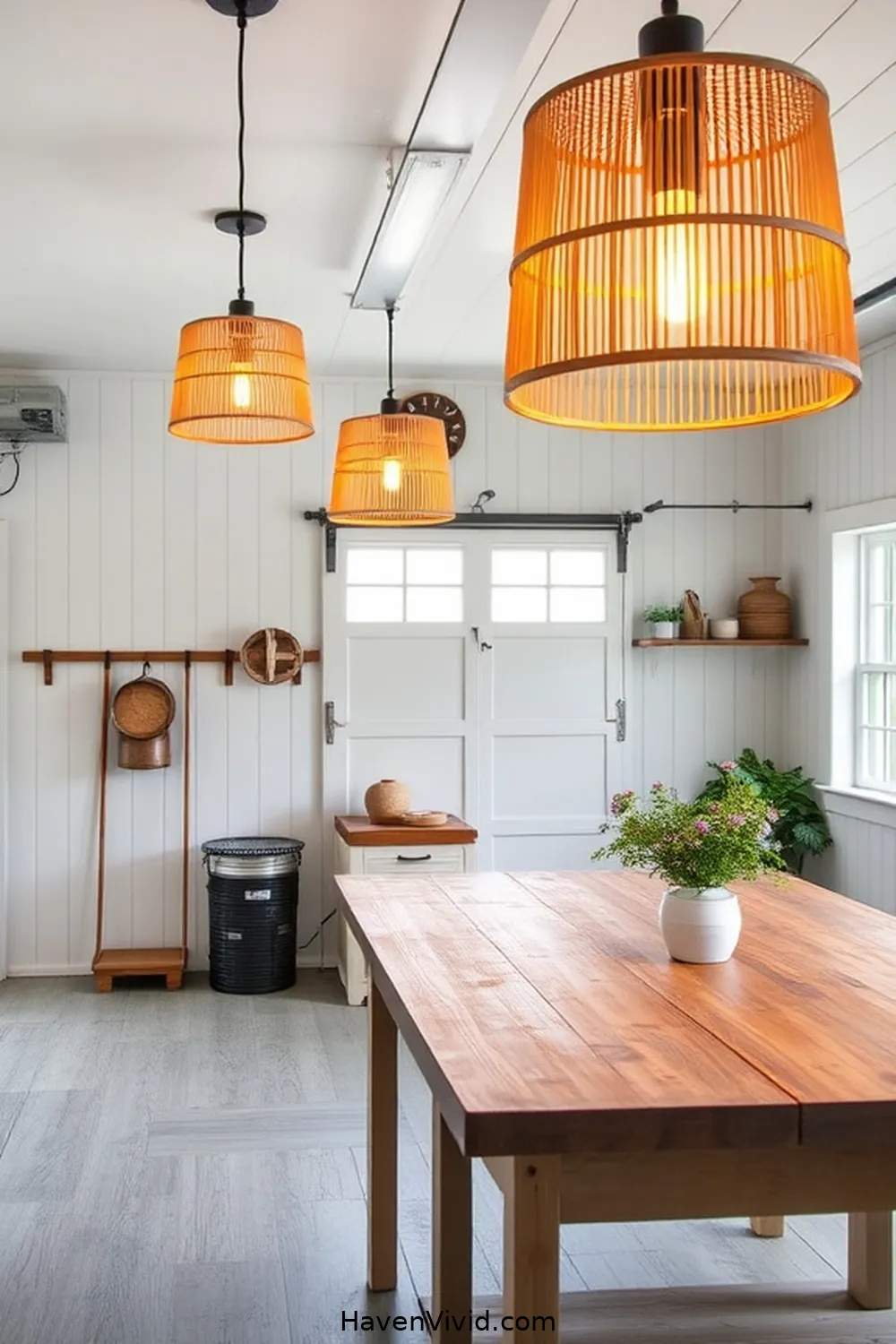 16 Inspiring Ways for Farmhouse Living in Your Garage Using Bamboo 6 DIY Bamboo Light Fixtures for 16 Inspiring Ways for Farmhouse Living in Your Garage Using Bamboo