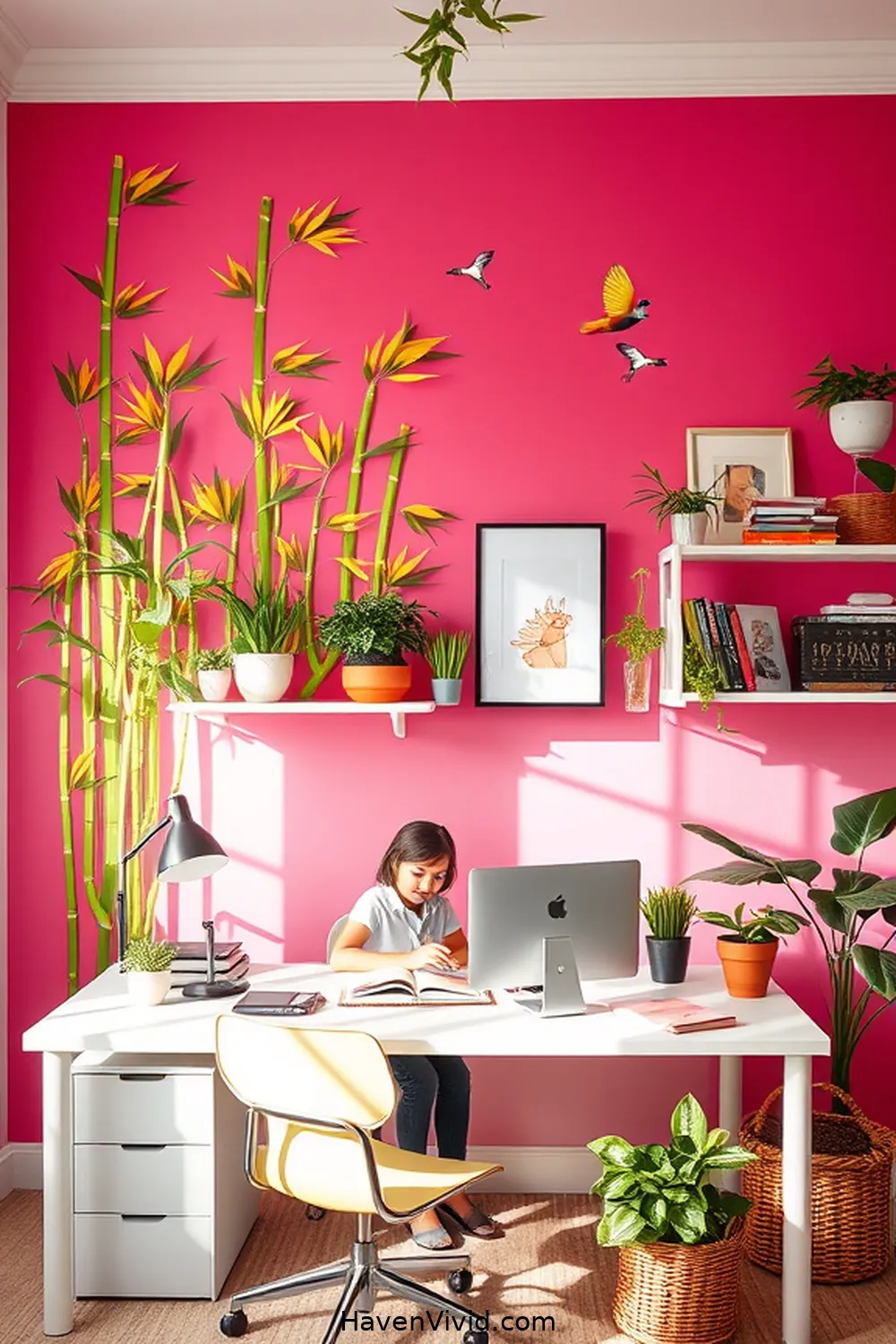 16 Tips for Creating a Family-Friendly Home Office Using Bamboo Decor 13 Use Bamboo Wall Decals for Family-Friendly Fun for 16 Tips for Creating a Family-Friendly Home Office Using Bamboo Decor