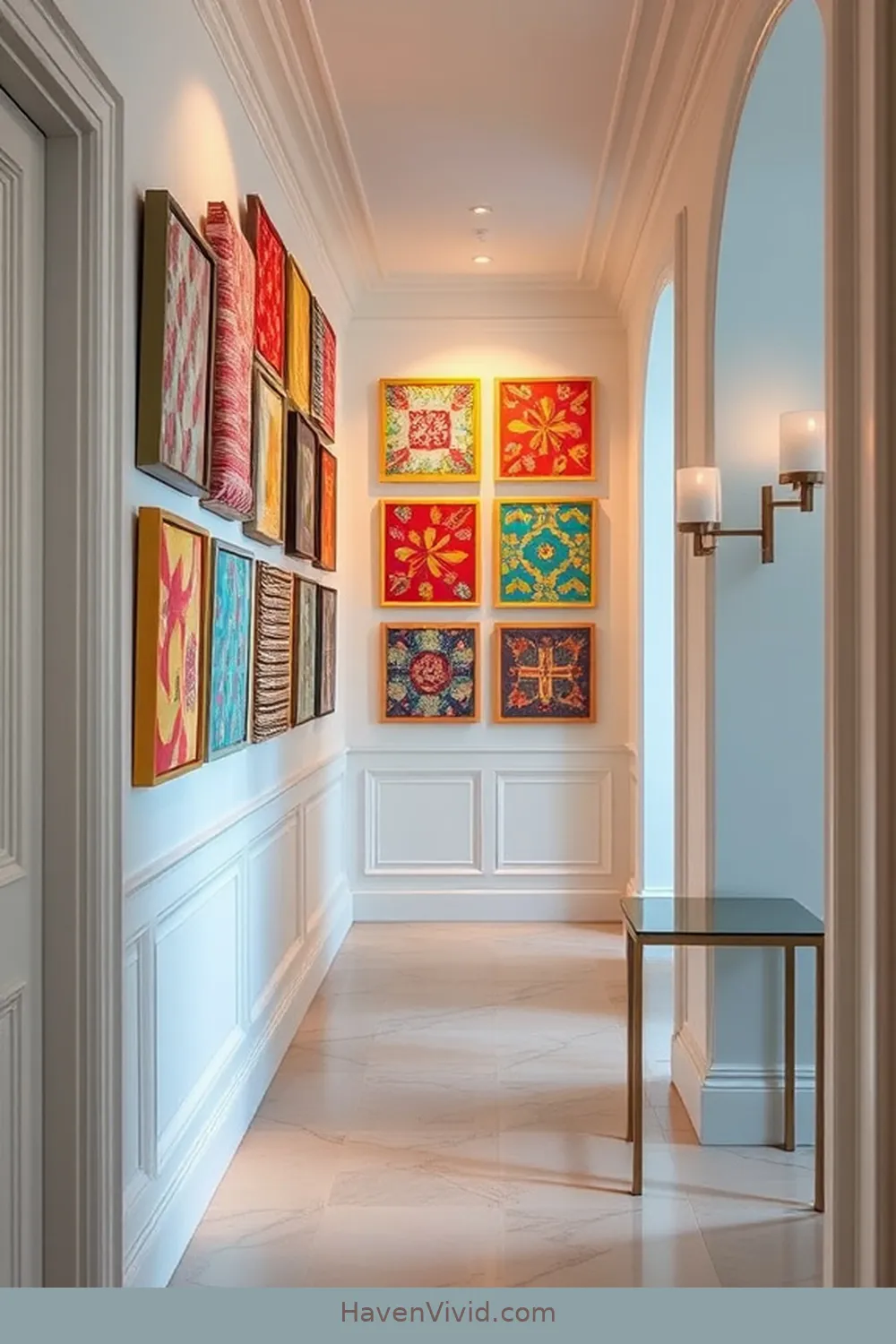 16 Tips for a Glamorous Lifestyle Hallway Using Upcycled Fabric 4 Create a Statement Piece With a Fabric Gallery Wall for 16 Tips for a Glamorous Lifestyle Hallway Using Upcycled Fabric