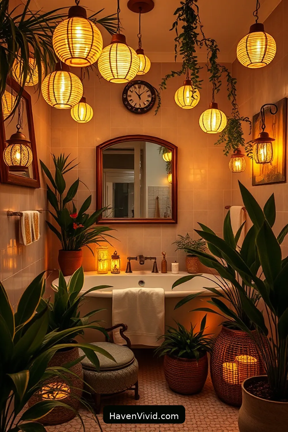 16 Ways to Achieve a Glamorous Lifestyle in Your Bathroom Using Solar-Powered Lights 13 Create Layered Lighting With Solar String Lanterns for 16 Ways to Achieve a Glamorous Lifestyle in Your Bathroom Using Solar-Powered Lights