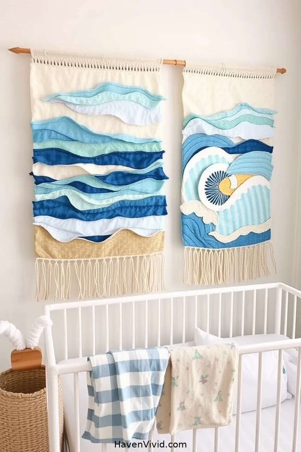 16 Ways to Create a Coastal Living Nursery Using Upcycled Fabric 3 Coastal-Themed Wall Hangings for 16 Ways to Create a Coastal Living Nursery Using Upcycled Fabric