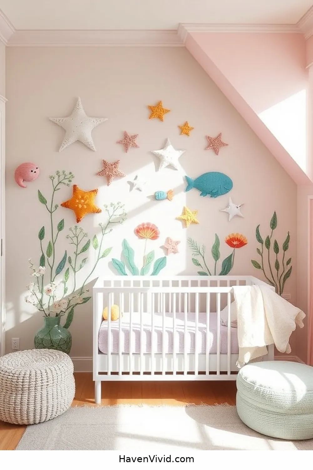16 Ways to Create a Coastal Living Nursery Using Upcycled Fabric 15 Fabric Wall Decals for 16 Ways to Create a Coastal Living Nursery Using Upcycled Fabric