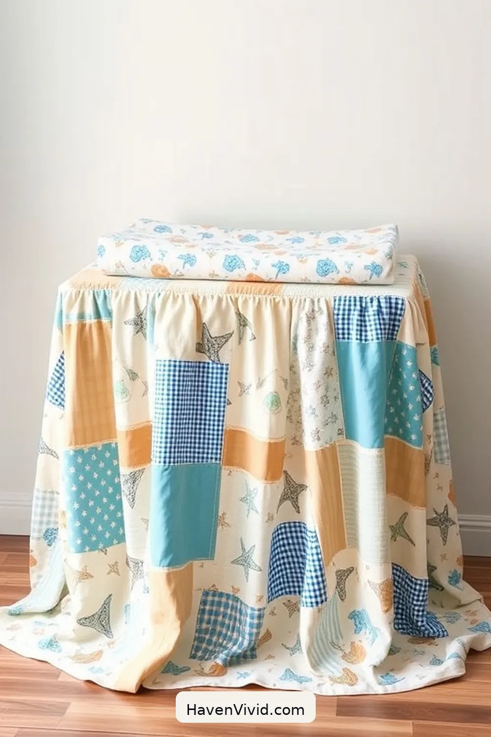 16 Ways to Create a Coastal Living Nursery Using Upcycled Fabric 12 Upcycled Fabric Changing Table Cover for 16 Ways to Create a Coastal Living Nursery Using Upcycled Fabric